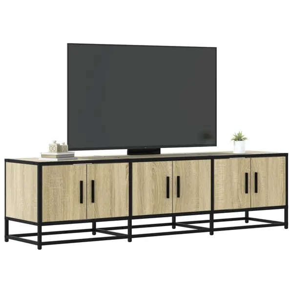 Gossi dulap tv, stejar sonoma, 150x35x41 cm, lemn prelucrat si metal