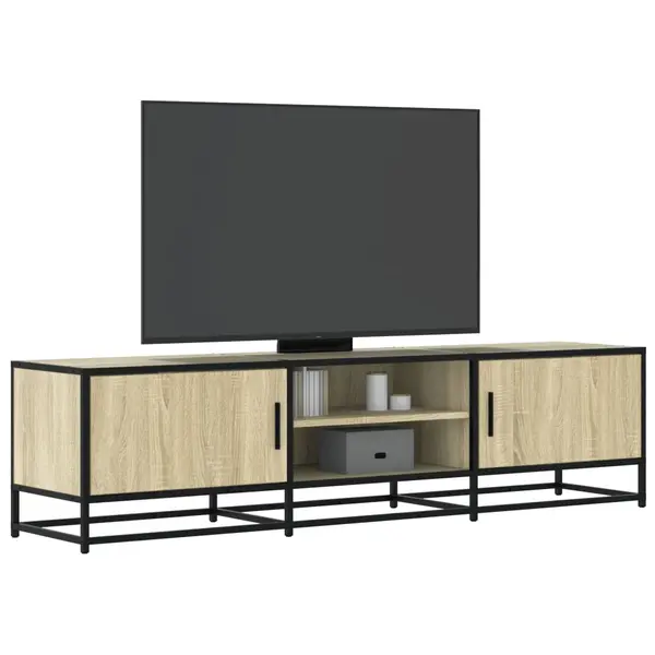 Gossi dulap tv, stejar sonoma, 160x35x41 cm, lemn prelucrat si metal