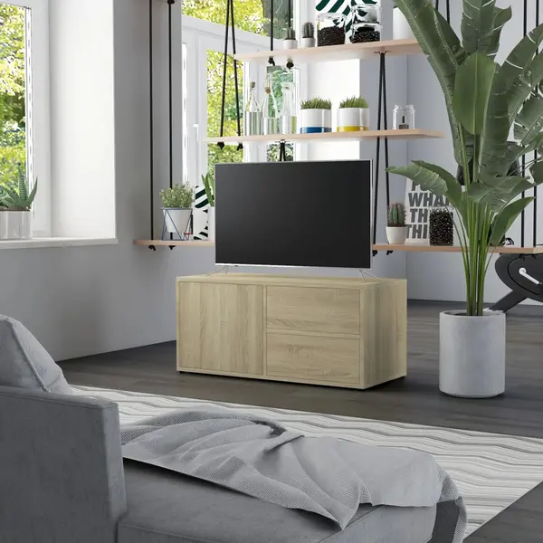 Gossi dulap tv, stejar sonoma, 80x34x36 cm, lemn prelucrat