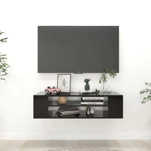 Gossi dulap tv suspendat, negru, 100x30x26,5 cm, pal