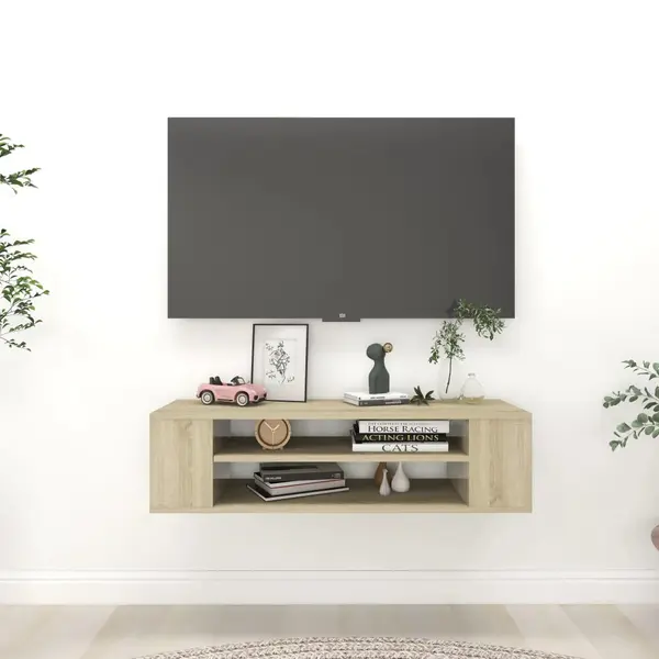 Gossi dulap tv suspendat, stejar sonoma, 100x30x26,5 cm, pal