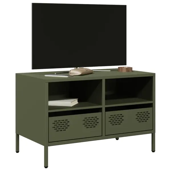 Gossi dulap tv, verde masliniu, 68x39x43,5 cm, otel laminat la rece