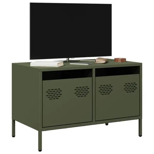Gossi dulap tv, verde masliniu, 68x39x43,5 cm, otel laminat la rece