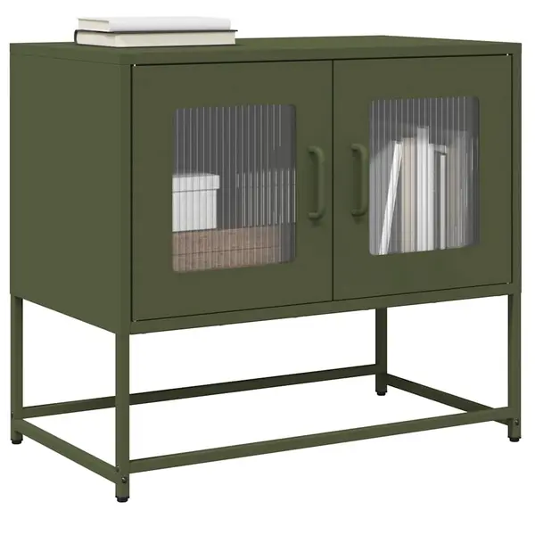 Gossi dulap tv, verde masliniu, 68x39x60,5 cm, otel laminat la rece