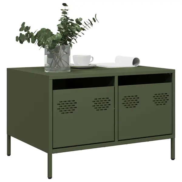 Gossi dulap tv, verde masliniu, 68x50x43,5 cm, otel laminat la rece