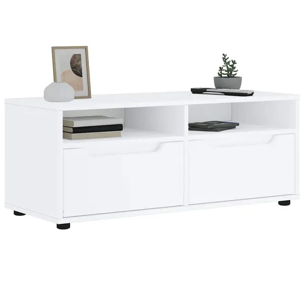 Gossi dulap tv visnes alb 100x40x38 cm lemn de prelucrare