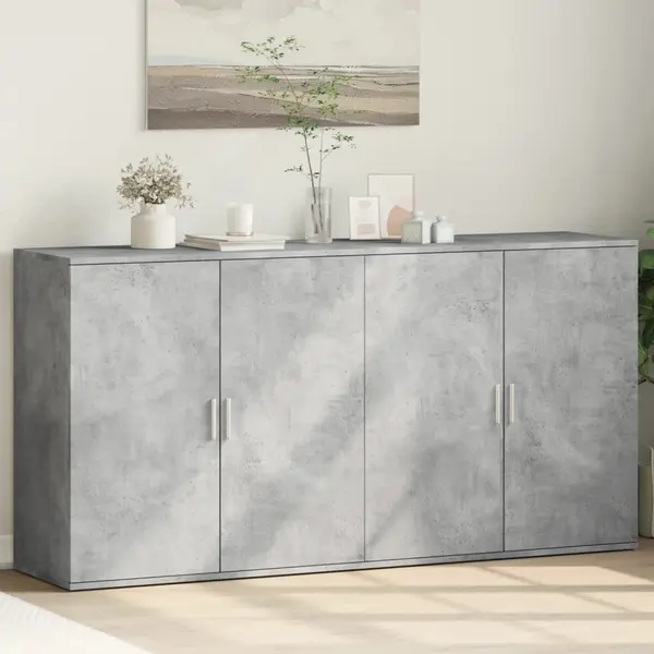 Gossi dulapuri, 2 buc., gri beton, 79x38x80 cm, lemn prelucrat