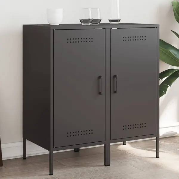 Gossi dulapuri 2 buc. negru 36x39x79 cm otel laminat la rece