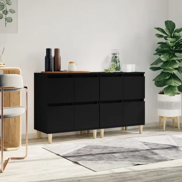 Gossi dulapuri, 2 buc, negru, 60x35x70 cm, lemn prelucrat