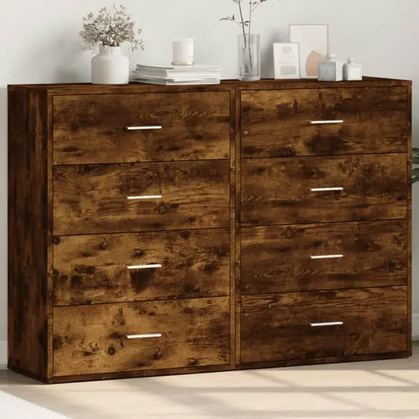 Gossi dulapuri, 2 buc., stejar fumuriu, 60x31x84 cm, lemn prelucrat
