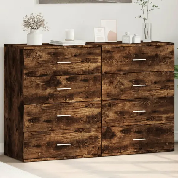Gossi dulapuri, 2 buc., stejar fumuriu, 60x39x80 cm, lemn prelucrat