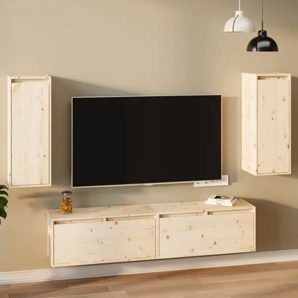 Gossi dulapuri de perete, 2 buc., 30x30x80 cm, lemn masiv de pin