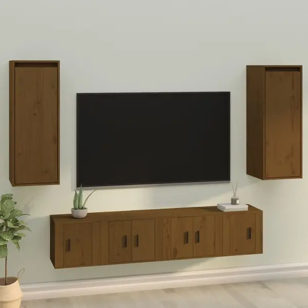 Gossi dulapuri de perete 2 buc. maro miere 30x30x80 cm lemn de pin