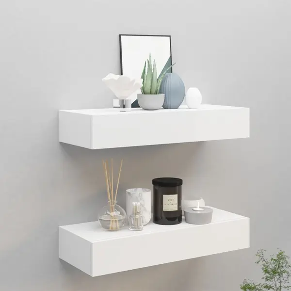 Gossi dulapuri de perete cu sertare 2 buc. alb, 60x23,5x10 cm mdf