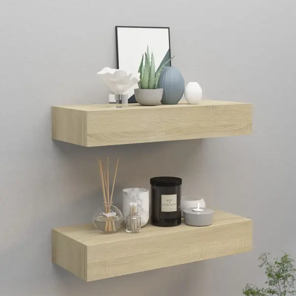 Gossi dulapuri de perete cu sertare 2 buc. stejar 60x23,5x10 cm mdf