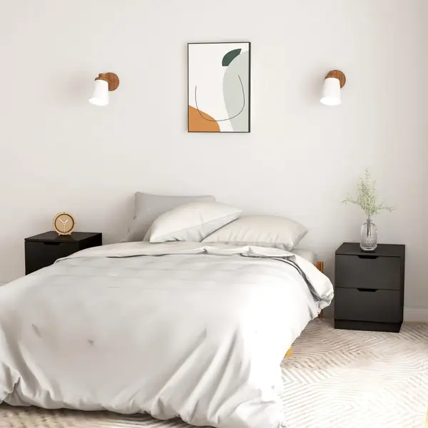 Gossi dulapuri noptiera, 2 buc., negru, 40x40x50 cm, lemn prelucrat