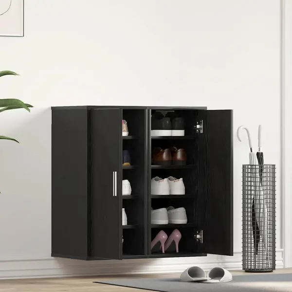 Gossi dulapuri pantofi 2 buc stejar negru 32x35x70 cm lemn prelucrat