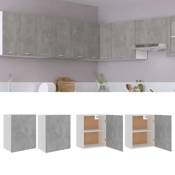 Gossi dulapuri suspendate, 2 buc., gri beton, 50x31x60 cm, pal
