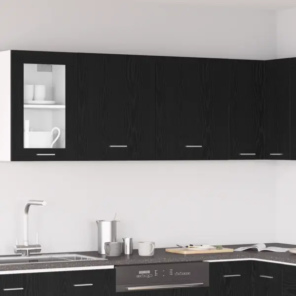 Gossi dulapuri suspendate - 2 pachete - stejar negru, 100x31x60 cm - fabricate din lemn prelucrat
