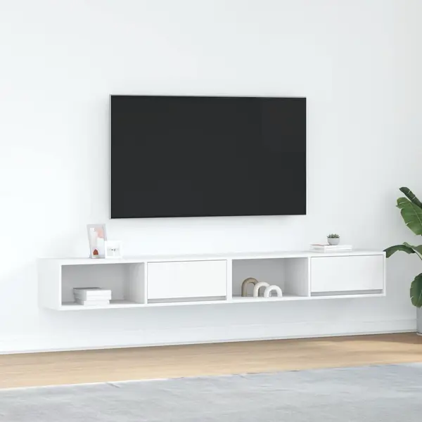 Gossi dulapuri tv 2 buc alb 100x31x25,5 cm lemn prelucrat
