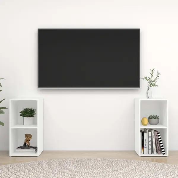 Gossi dulapuri tv, 2 buc., alb, 72x35x36,5 cm, lemn prelucrat