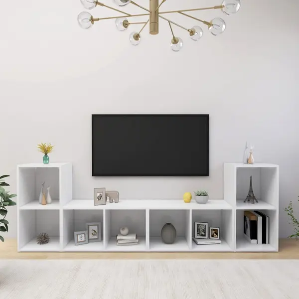 Gossi dulapuri tv, 2 buc., alb, 72x35x36,5 cm, lemn prelucrat