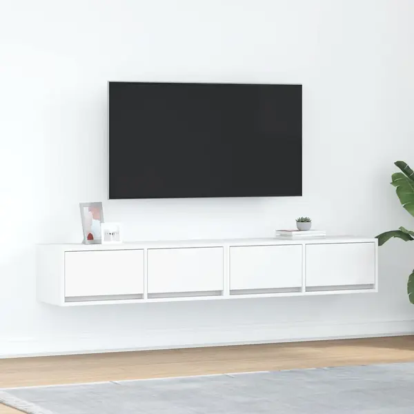 Gossi dulapuri tv 2 buc alb 80x31x25,5 cm lemn prelucrat