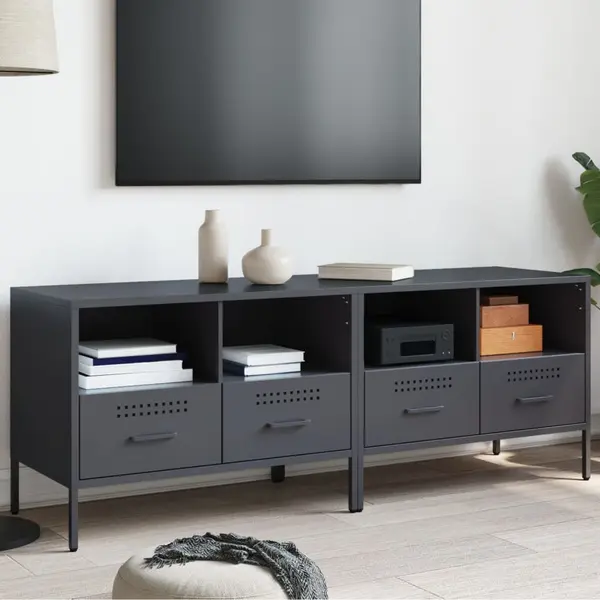 Gossi dulapuri tv, 2 buc., antracit, 68x39x50,5 cm, otel laminat rece