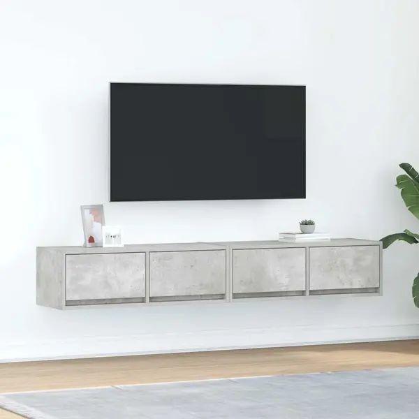 Gossi dulapuri tv 2 buc beton gri 80x31x25,5 cm lemn prelucrat
