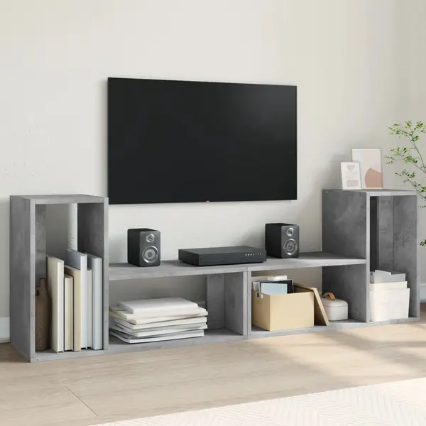 Gossi dulapuri tv, 2 buc., gri beton, 75x30x50 cm, lemn prelucrat