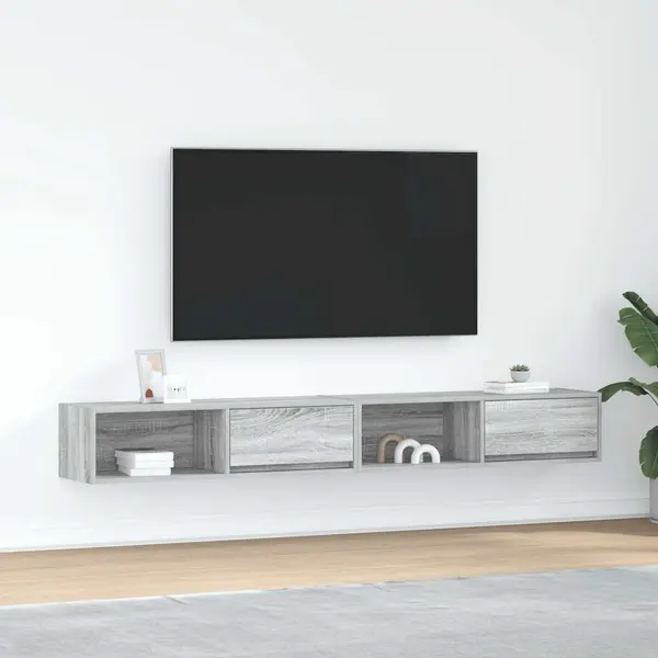 Gossi dulapuri tv 2 buc gri sonoma 100x31x25,5 cm lemn prelucrat