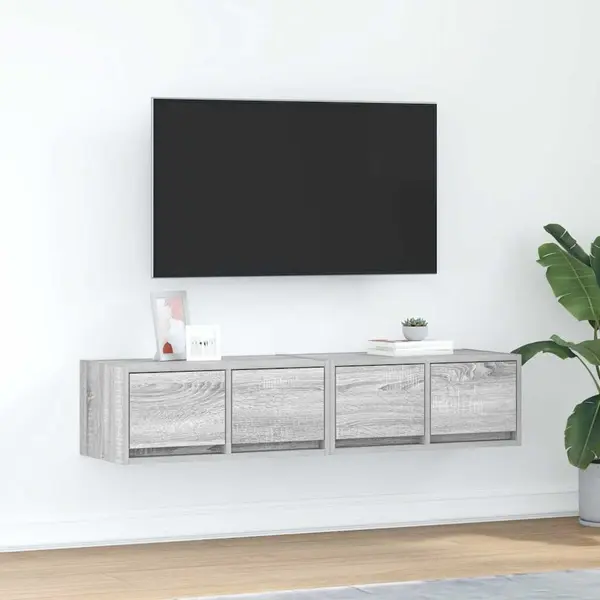 Gossi dulapuri tv 2 buc gri sonoma 60x31x25,5 cm lemn prelucrat