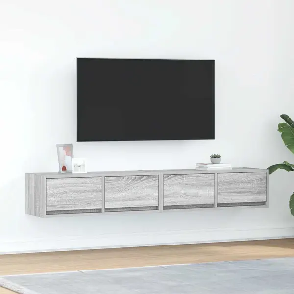 Gossi dulapuri tv 2 buc gri sonoma 80x31x25,5 cm lemn prelucrat