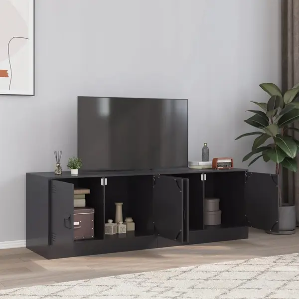 Gossi dulapuri tv, 2 buc., negru, 67x39x44 cm, otel