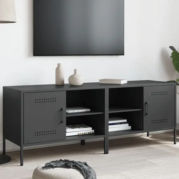 Gossi dulapuri tv, 2 buc., negru, 68x39x50,5 cm, otel