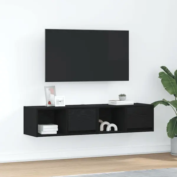 Gossi dulapuri tv 2 buc stejar negru 60x31x25,5 cm lemn prelucrat