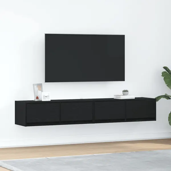 Gossi dulapuri tv 2 buc stejar negru 80x31x25,5 cm lemn prelucrat