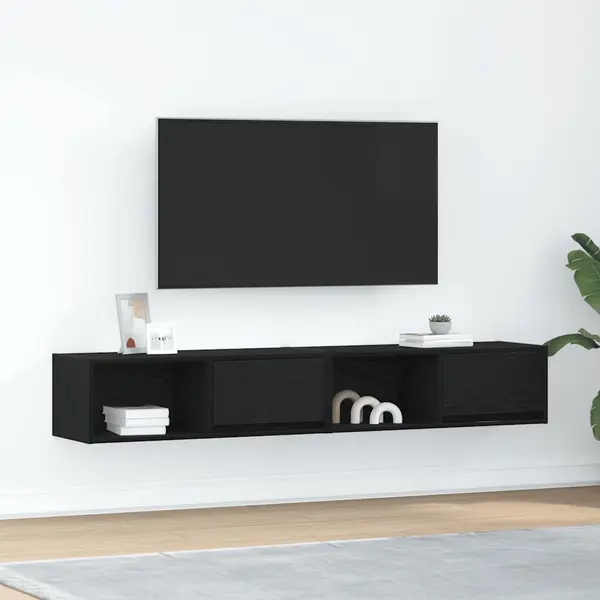Gossi dulapuri tv 2 buc stejar negru 80x31x25,5 cm lemn prelucrat