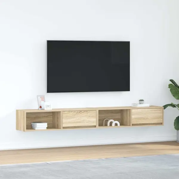 Gossi dulapuri tv 2 buc stejar sonoma 100x31x25,5 cm lemn prelucrat