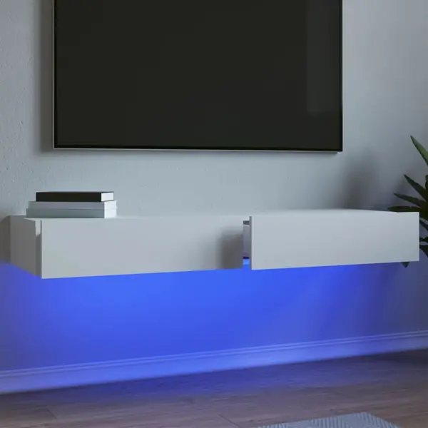 Gossi dulapuri tv cu lumini led, 2 buc., alb, 60x35x15,5 cm