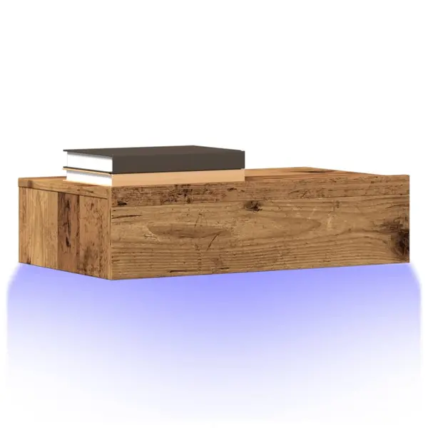 Gossi dulapuri tv cu lumini led, 2 buc., lemn vechi, 60x35x15,5 cm