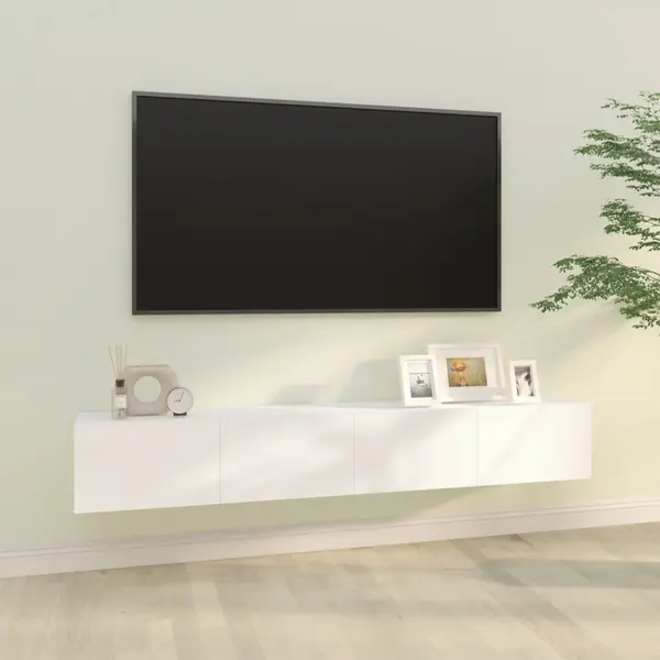 Gossi dulapuri tv de perete 2 buc. alb 100x30x30 cm lemn compozit