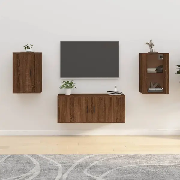 Gossi dulapuri tv montate pe perete 2 buc. stejar maro 40x34,5x60 cm