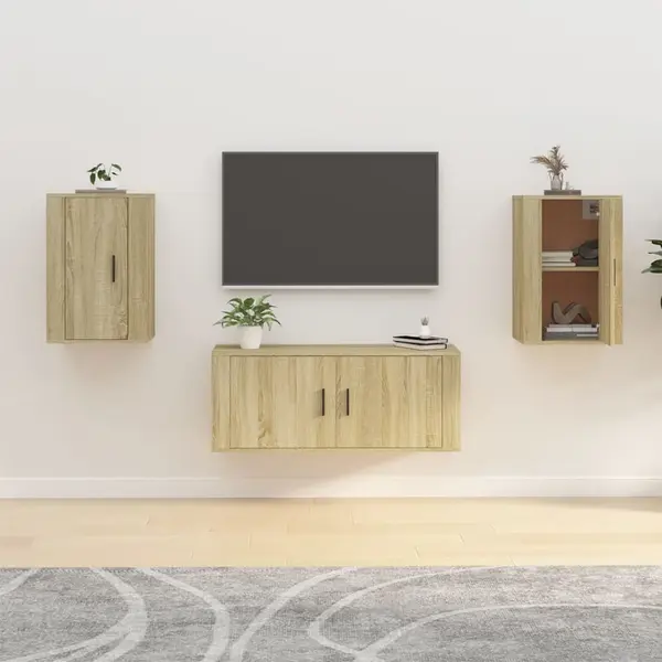 Gossi dulapuri tv montate pe perete 2 buc stejar sonoma 40x34,5x60 cm
