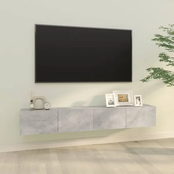 Gossi dulapuri tv perete 2 buc. gri beton 100x30x30 cm lemn compozit