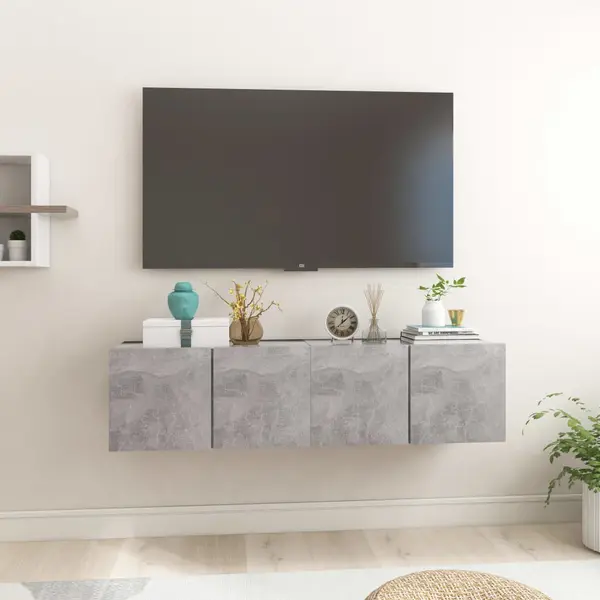 Gossi dulapuri tv suspendate, 2 buc., gri beton, 60x30x30 cm