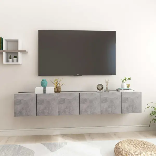 Gossi dulapuri tv suspendate, 3 buc., gri beton, 60x30x30 cm