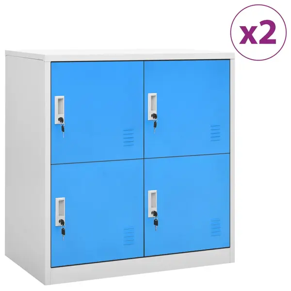 Gossi dulapuri vestiar 2 buc. gri deschis/albastru 90x45x92,5 cm otel