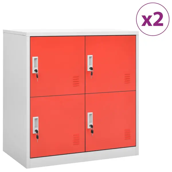 Gossi dulapuri vestiar 2 buc. gri deschis si rosu 90x45x92,5 cm otel