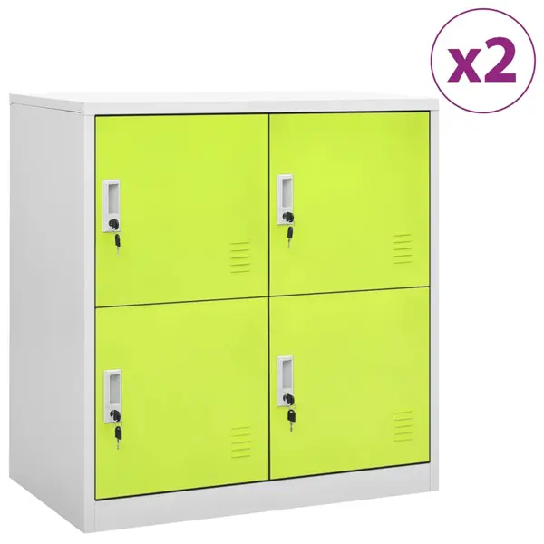 Gossi dulapuri vestiar 2 buc. gri deschis si verde 90x45x92,5 cm otel